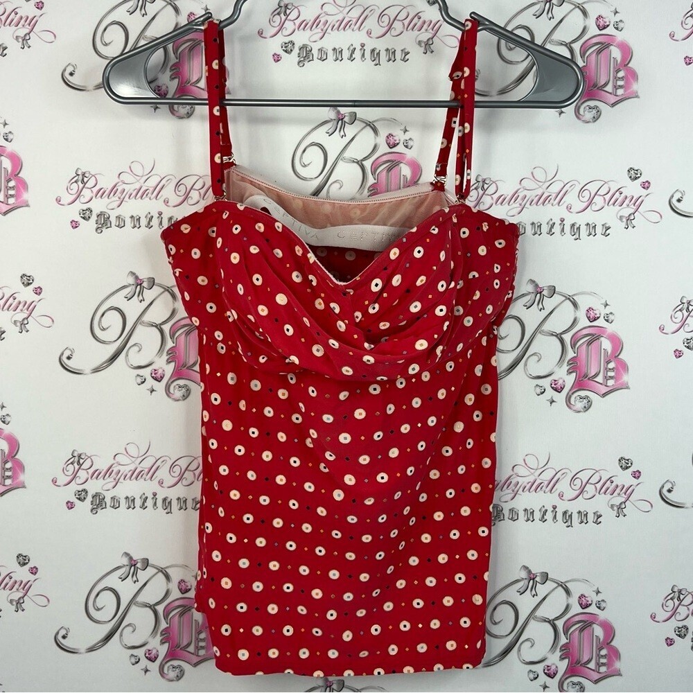 Captiva by Christina bikini tankini top shirt dotted Polka Dot Women's Top
